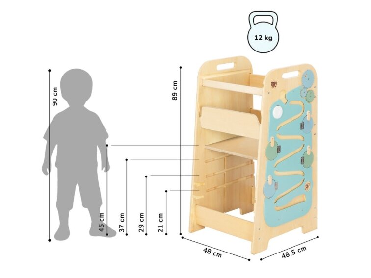 Rastući Montessori toranj za učenje 5u1 Play 89cm - mint detalj