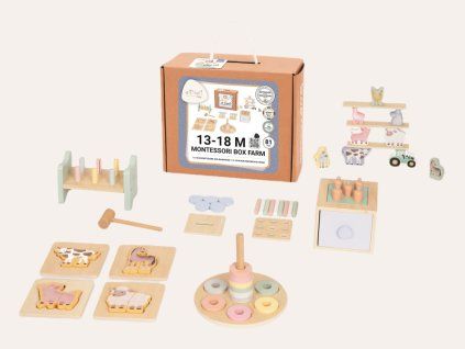 Set Montessori igračaka za djecu od 1 godine (13-18 mjeseci) Farma - edukativna kutija