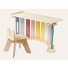 Drvena Montessori ljuljačka 100 cm 6u1 Max s daskom i stolicom - set pastel
